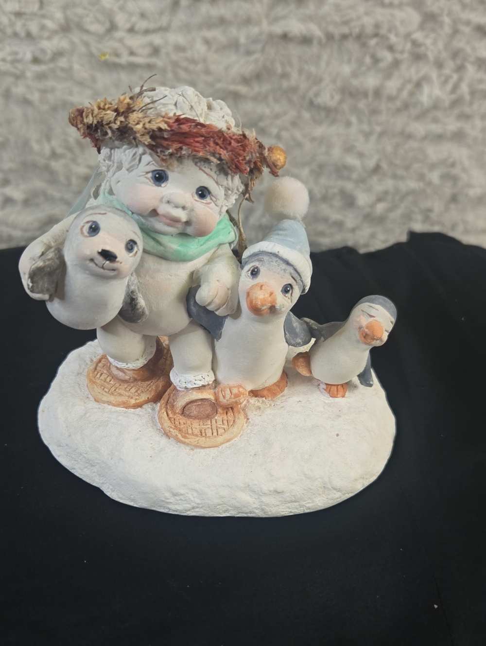 Winter Penguin Family Figurine - White and Gray Holiday Home Accent